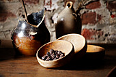Primitive Wood Bowls and Pottery