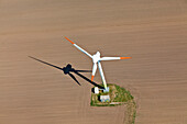 Aerial view of a wind farm near Cuxhaven, alternative power, Ecological, Cuxhaven, Lower Saxony, Germany