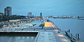 View of Hamburg harbour from Docklands building, Elbe, Germany, Europe