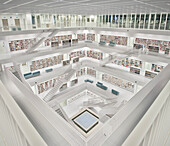 Interior view of the new public library Stuttgart, Baden-Wuerttemberg, Germany, Europe