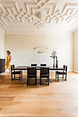 Dining room in an old building flat, Hamburg, Germany