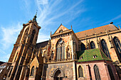 Stiftskirche St. Martin im Sonnenlicht, Colmar, Elsass, Frankreich, Europa