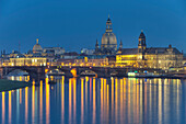 View of Frauenkirche and Augustus bridge, Dresden, Saxony, Germany, Europe