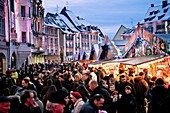 Christmas market, snow, Alsace, France