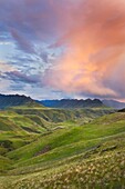 Clouds glowing in the fading light of sunset above the Imnaha River Canyon, Hells Canyon Recreation Area Oregon