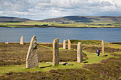 Steinkreis Ring of Brodgar, Orkney Islands, Schottland, Großbritannien, Europa