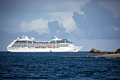 Cruise ship Azamara Journey, Azamara Club Cruises, Near St Marys, Isles of Scilly, Cornwall, England