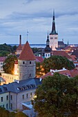 elevated view with St Olaf´s Church from Toompea district,Tallinn, Estonia