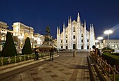 Piazza Duomo and the Cathedral at dusk, Milan, Italy