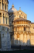 The leaning tower and the cathedral in Piazza dei Miracoli, Pisa, Italy