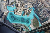 Aerial view from the top of Burj Khalifa, Dubai, United Arab Emirates UAE