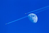 two plane fly close the moon