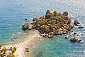 View of Isola Bella island, Baia Dell’ Isola Bella, Taormina, Sicily, Italy