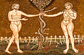 Mosaic of Adam and Eve, inside Monreale Cathedral, Monreale, near Palermo, Sicily, Italy