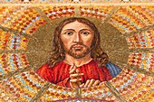 Jesus Christ mosaic inside Messina Cathedral, Piazza Del Duomo, Messina, Sicily, Italy