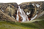 Waterfall at Landmannaaugar volcanic area  South Iceland