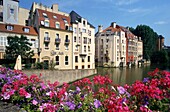 Canal of Moselle river in Metz city , Moselle, Lorraine region, France
