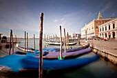 Moored Gondolas off St Mark´s Square, Venice, Italy