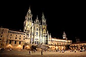 Cathedral of Santiago de Compostela by Night, Santiago de Compostela, La Coruna, Galicia, Spain, Europe
