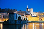 France, Vaucluse, Avignon, Pont Saint Benezet over Rhone River