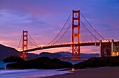 The Golden Gate Bridge at night, California, USA