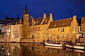 Rozenhoedkaai at night, Bruges, West Flanders, Belgium