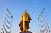 Golden statue of Niyazov in the Park of Independence, Berzengi, Ashgabat, Turkmenistan