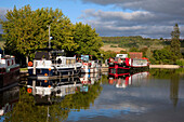 Houseboats On The Burgundy Canal, Port Of Vandenesse-En-Auxois, Cote D’Or (21), Burgundy, France