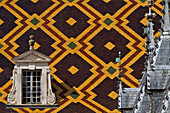 Polychrome Roof Of The Hotel-Dieu Or Hospice, Hospital For The Poor Built In The Middle Ages, Beaune, Cote D’Or (21), Burgundy, France