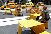 Sidewalk Restaurant Near A Ny Taxi Stand, Meatpacking District, Manhattan, New York City, New York State, United States