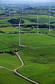 France, Aveyron (12), wind farm on the plateaus of the Aveyron, (aerial photo