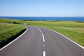 England,East Sussex,Empty Road in South Downs National Park near Eastbourne