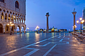 St. Mark's Square, Piazza San Marco, historic bildings around the city, at dawn. St Mark's basilica church.