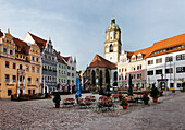 Blick auf Marktplatz und Frauenkirche, Meissen, Sachsen, Deutschland, Europa