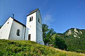 St Peters church at Petersberg, Kleiner Madron, Inn valley, Mangfall range, Bavarian Alps, Upper Bavaria, Bavaria, Germany