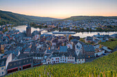 View at Bernkastel-Kues in the evening, Moselle, Rhineland-Palatine, Germany