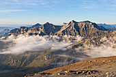 View from Blueemlisalp hut to Mounts Zahm Andrist and Wild Andrist, Hundshorn, Kiental, Bernese Oberland, Canton of Bern, Switzerland