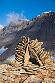 Cairn on top of Mount Mutthorn, Bernese Oberland, Canton of Bern, Switzerland