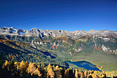 Brenta range seen above lake Lago Tovel, Brenta range, Dolomites, UNESCO World Heritage Site Dolomites, Trentino, Italy