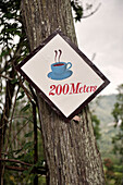 Schild mit Tee Tasse, Bergland, Ella, Sri Lanka