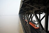 Changjiang Bridge, also called the First Bridge, Wuhan, Yangtze River, China.