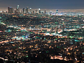 Aerial view of Los Angeles at night