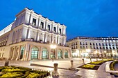 night view of the Teatro Real  Located in the Plaza de Oriente opposite the Royal Palace is one of the most visited places in the city, Madrid, Spain