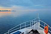 Mexico, Baja California, Late afternoon on the deck of cruiseship Narval