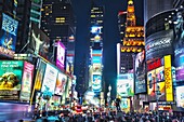 Times Square at night in Manhattan, New York City, United States of America