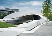 New ultra modern Porsche Pavilion at Autostadt or Auto City in Wolfsburg Germany, Architect Henn