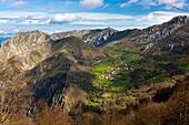 View from the slopes of Picu´l Vasu on the western edge of the Picos Europa National Park near Amieva, Asturias, Spain