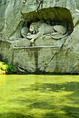 Lion monument at the entrance of the glacier garden, Lucerne, Switzerland