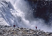 Tourists Watching Dettifoss Waterfall, Northern Iceland