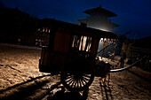 Traditional Chinese Carriage on Movie Set, Silhouette, Beijing, China